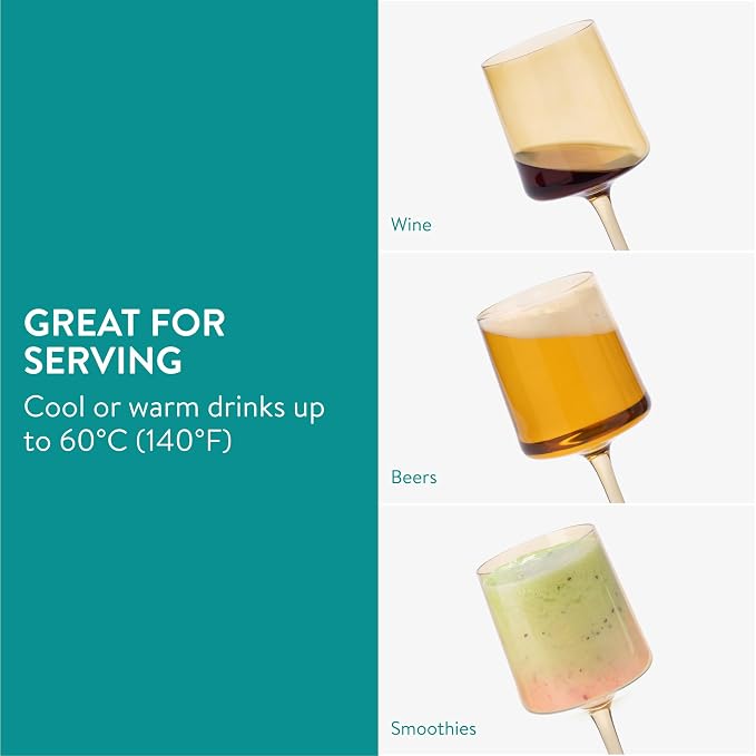 Navaris Amber Tinted Wine Glasses - Set of 4 - Coloured Wine Glasses with Stems - Stylish Design Glassware for Serving Wine, Cocktails, Dessert