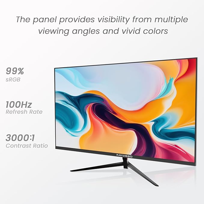 27 inch Gaming Monitor 100Hz Computer Monitor Built-in Speakers Full HD 1920 x 1080P with HDMI DP Interface Eye Care Frameless with 3-Side Virtually Borderless Design VESA（100 x 100mm）