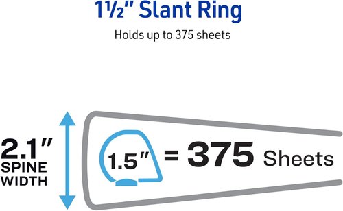 Avery Durable View 3 Ring Binder - 1.5 Inch Slant Rings, 375 Sheet Capacity, Customizable Black Cover