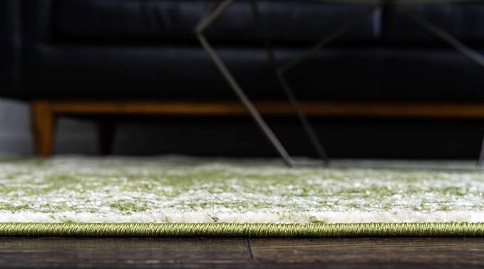 Unique Loom Bromley Collection Area Rug - Wells (2' x 6' 7" Runner, Green/ Ivory)