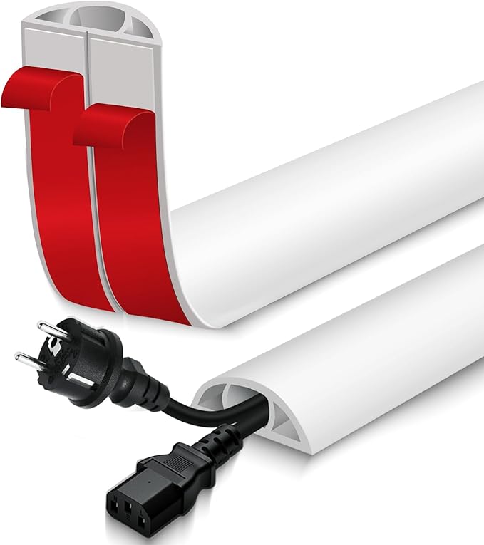 Floor Cord Cover for Wires on Floor Self Adhesive Cord Hider Floor Cable Management Wire Covers for Cords Protector Prevent Cable Trips Cord Cavity W 0.51" x H 0.31", White, 10Ft