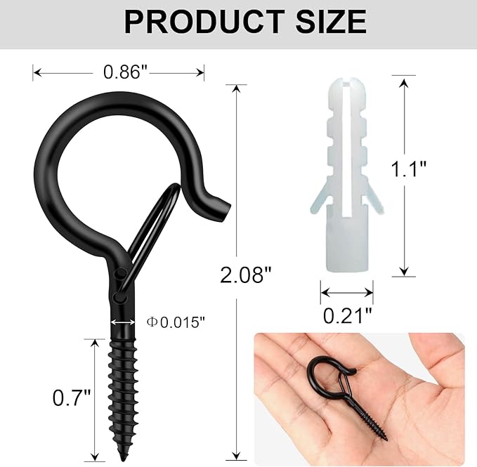 Q Hanger 35 Pcs Screw-in Hooks for Outdoor String Lights, Swivel Hanging Basket Patio Light Hooks with Safe Buckle Screw in Planter Eye Hooks for Wall Ceiling
