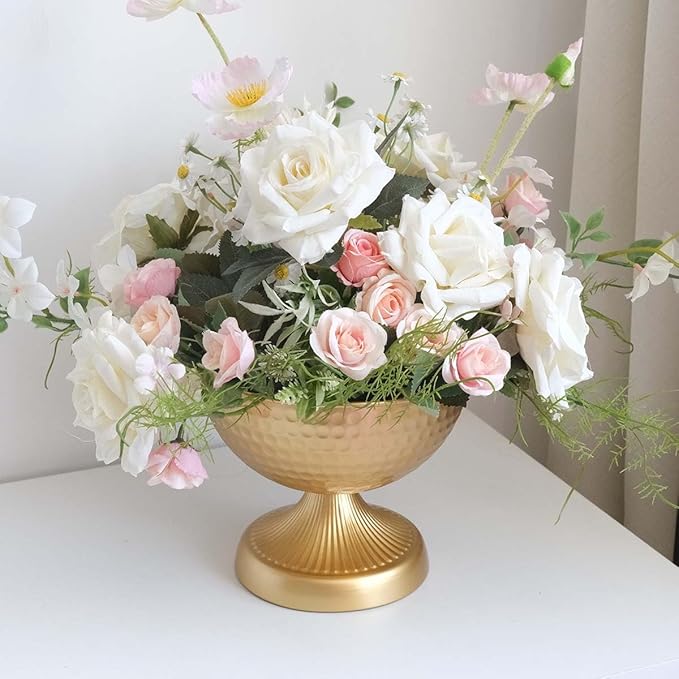 6.5 inch 8 pcs Brass Vase Bowl Gold Centerpieces for Tables Wedding Party Event Gold Accent Decorative Bowl Vintage Style