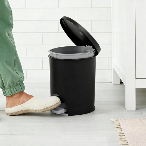 Skiennix 2.6 Gallon Small Trash Can - Step-On Lid, Slim Design for Tight Spaces | Durable Plastic for Bathroom, Bedroom, Office