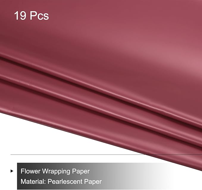 MECCANIXITY Set of 20 Flower Wrapping Paper 22.8x22.8 Inch Waterproof Florists Wrapping Paper for Florist Bouquet Supplies, DIY Crafts, Gift/Gift Box Packaging Red