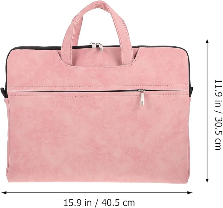 TOBBOMEY Portable Laptop Handbag for Women 15.6 Inch Pink Tablet Shoulder Bag with Adjustable Strap Waterproof Crossbody Computer Bag for Travel and Work