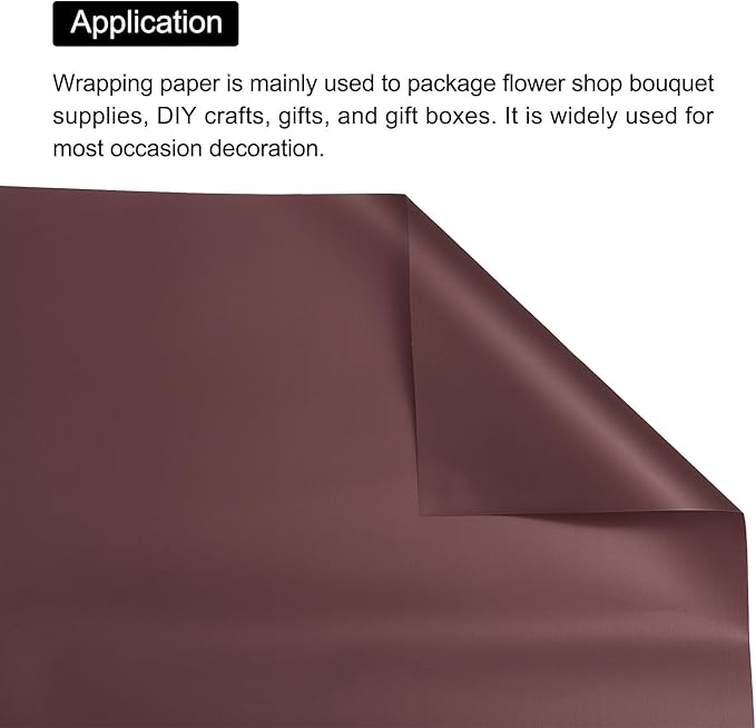 MECCANIXITY Set of 20 Flower Wrapping Paper 22.8x22.8 Inch Waterproof Florists Wrapping Paper for Florist Bouquet Supplies, DIY Crafts, Gift/Gift Box Packaging Dark red