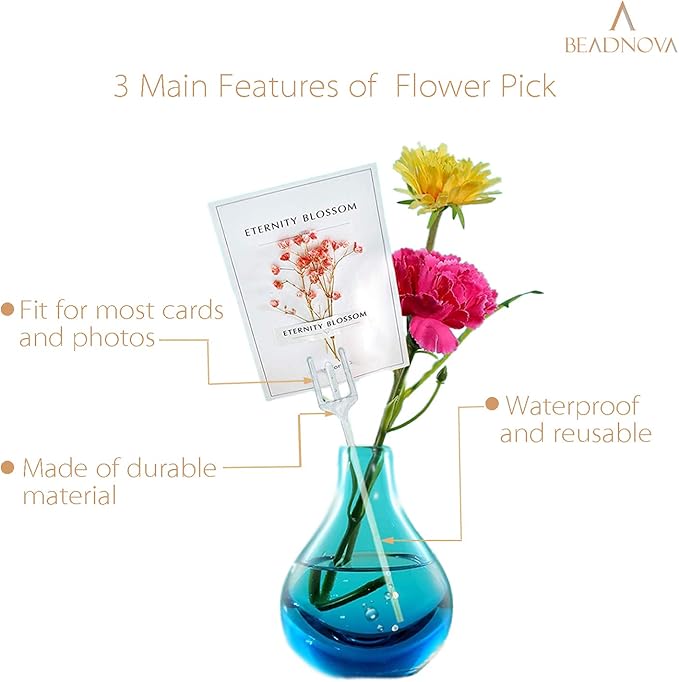 BEADNOVA Floral Pick Card Holder 50pcs 9inch Plastic Straight Head Flower Pick Card Holder for Floral Arrangement Bouquet Wedding Decoration (Fork Shape Head)