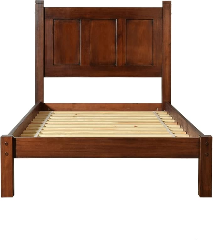 Grain Wood Furniture Shaker Solid Wood Panel Platform Bed, Twin Size, Cherry