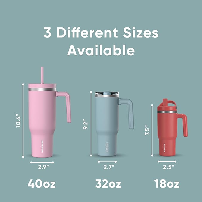 Hydrapeak Voyager 40 oz Tumbler with Handle and Straw Lid | Reusable Stainless Steel Water Bottle Travel Mug Cupholder Friendly | Insulated Cup (Alpine)