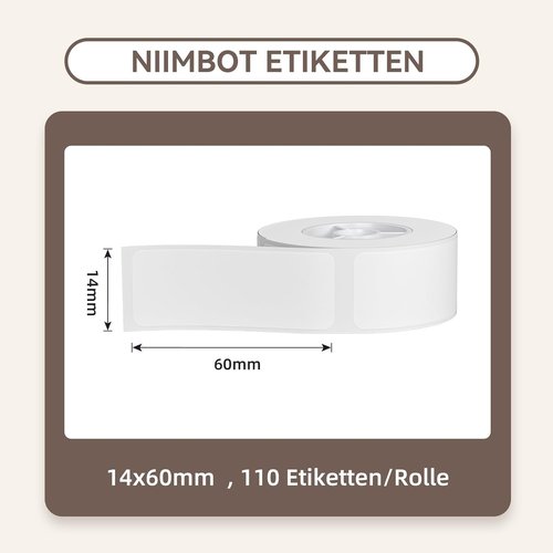 NIIMBOT D11 Label Maker Tape - Self-Adhesive Thermal Label Refills, 0.55" X 2.36", 3 Rolls, White
