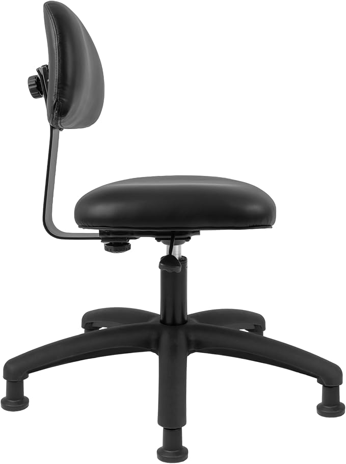 Chair Master FSS Series Square seat Medium (20"-28") seat Height Chair. Vinyl-for Office, Garage, Desk, Shop, Computer, Doctor, Medical, Easy to Clean! No Footring (Black, Medium, Glides)