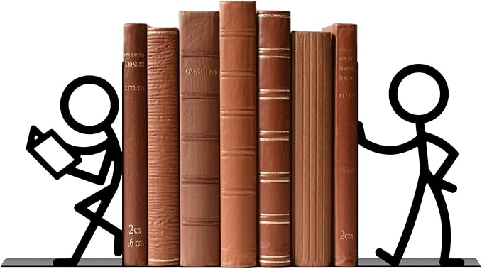 Metal Bookends People Bookends Decorative Cute Book Ends for Shelves Bookshelf Home Office Desk Reading Decor Bookshelf Decor for Book Lovers Gift