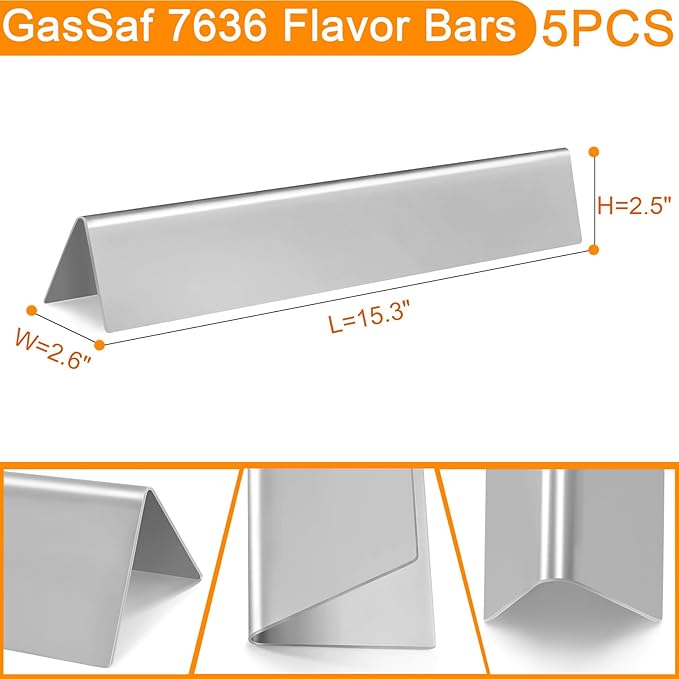 Gassaf 15.3inch Flavorizer bars and 18inch Burner Tube Set Replace for Weber Spirit 300 Series Spirit E310, E320, S310 S320, Part kit Replace for Weber 7636 69787