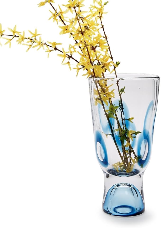 Two's Company Blue Marine Visions Art Glass Vase, Hand Blown Glass, 15-inches Height, Home Decor Accessories, HTY002