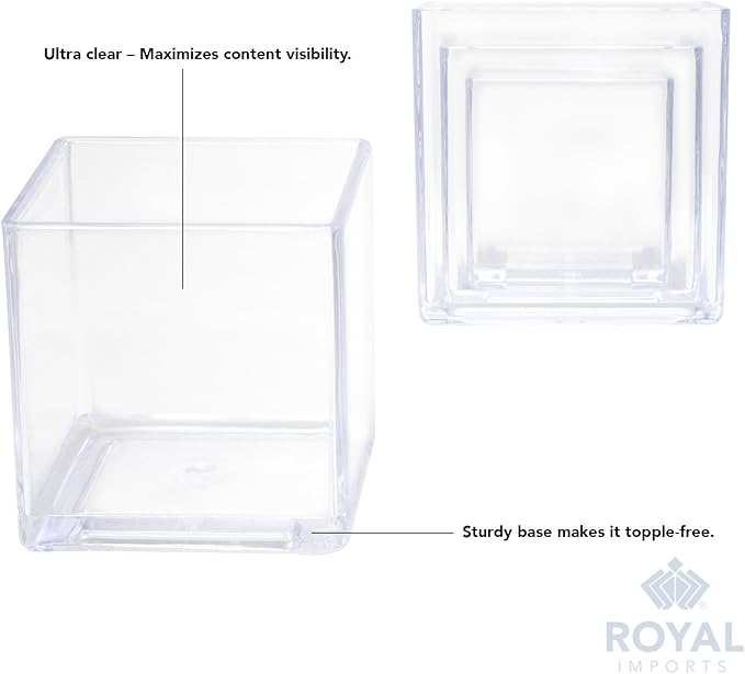 Royal Imports Clear Acrylic Flower Vase Cube – 4"x4" Plastic Square Vase for Flowers – Unbreakable Decorative Centerpiece for Home, Wedding, or Events – Clear Large Look, Modern Design