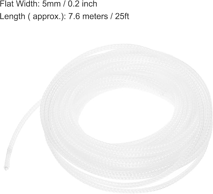 uxcell PET Expandable Sleeving 25ft 1/8" Clear Cable Management Sleeve Cord Organizer for Wrap Protect Cable