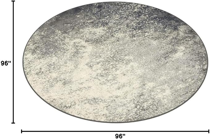 Nourison Home Passion 8' x Round Charcoal Ivory Fabric Modern Area Rug (8' Round)