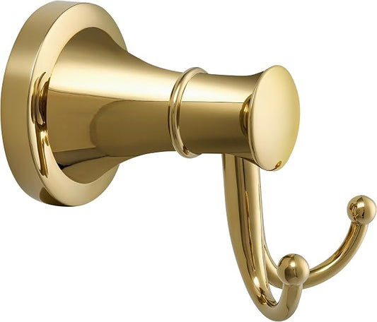 Gold Bathroom Towel Hook, Brushed Gold Bathroom Robe Hook, Heavy Duty Double Towel Hooks Bath Modern Coat Clothes Hook Wall Mounted for Kitchen Washroom