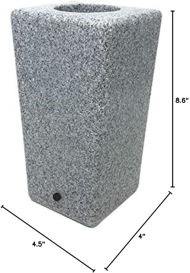 OPTIMUM Square Memorial Cemetery Flower Vase - Plastic (Light Grey Granite) with Metal Ground Spike, Grave Marker, Decorations for Gravesite, Headstone Flowers Holder, Garden Lawn & Yard