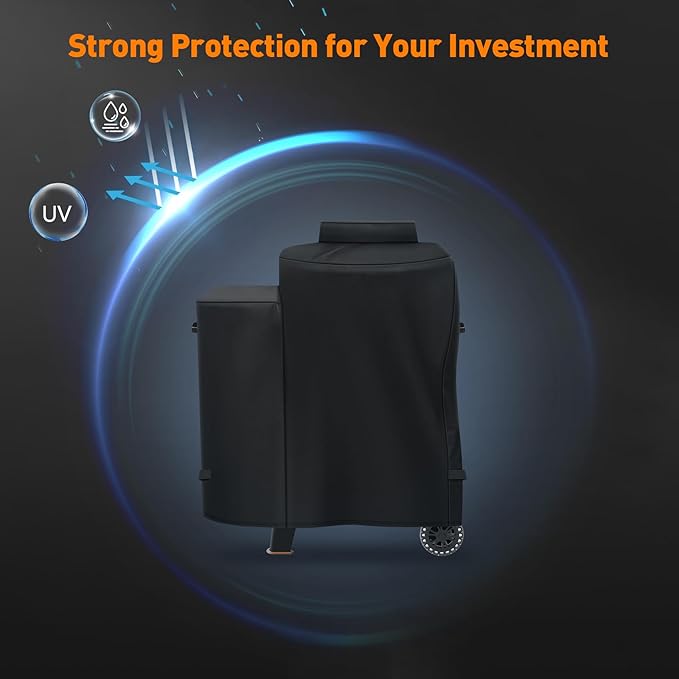 Heavy Duty 600D Polyester Grill Cover Compatible with Pit Boss Phoenix Kettle Grill Onyx Edition Weather Resistant PB Phoenix Kettle Pellet Charcoal Grill Smoker Cover