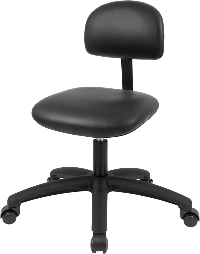 Chair Master FSS Series Square seat (19"-27") seat Height Chair. Vinyl-for Office, Garage, Desk, Shop, Computer, Doctor, Medical, Easy to Clean! NO Footring (Black, Medium, Self Braking Casters)
