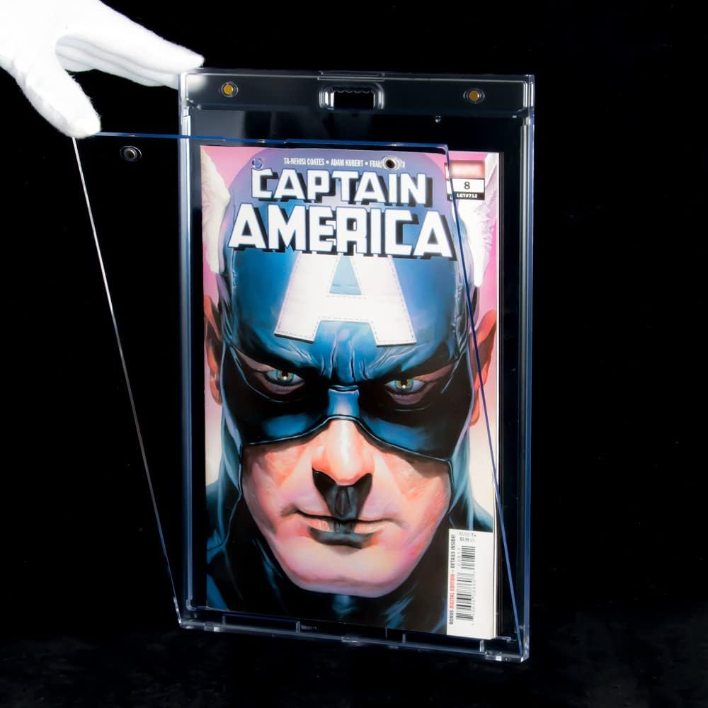 Skiennix Magnetic Comic Book Display Cases - Crystal Clear UV Protection Holders | 2-Pack, Wall Mountable