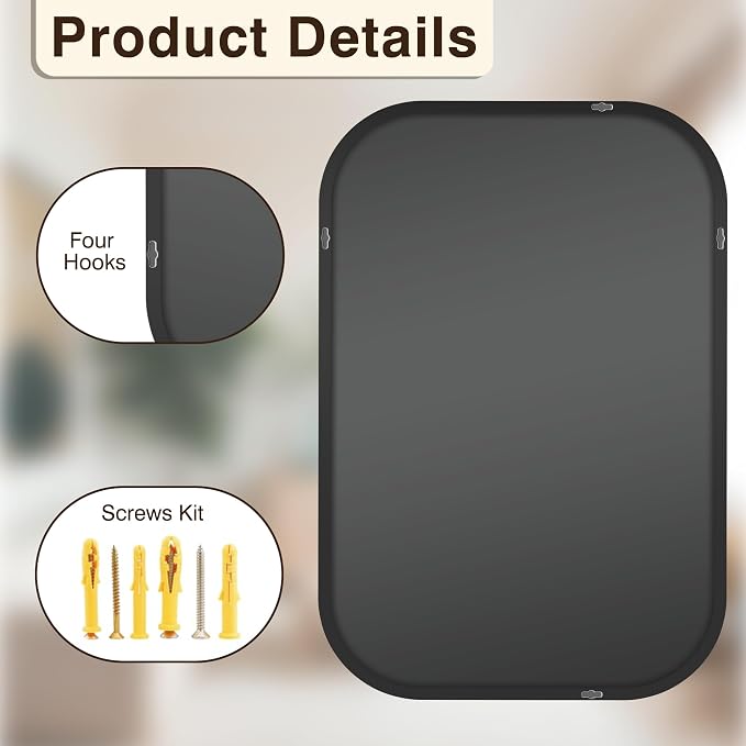 FICTOR Bathroom Vanity Mirror for Wall, 2 Pack 26" x 38" Rectangle Bathroom Mirror for Over Sink, Metal Framed, Hangs Horizontally or Vertically(Black)