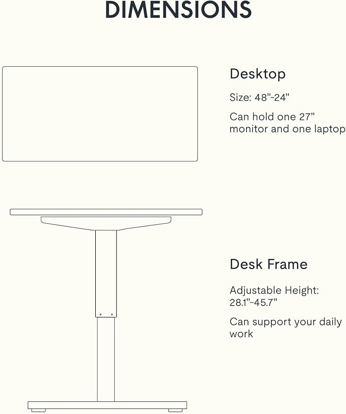 FLEXISPOT EN1 Bamboo Standing Desk, 48 x 24 Inches One-Piece Electric Adjustable Height Desk (Black Frame + Bamboo Top, 2 Packages)
