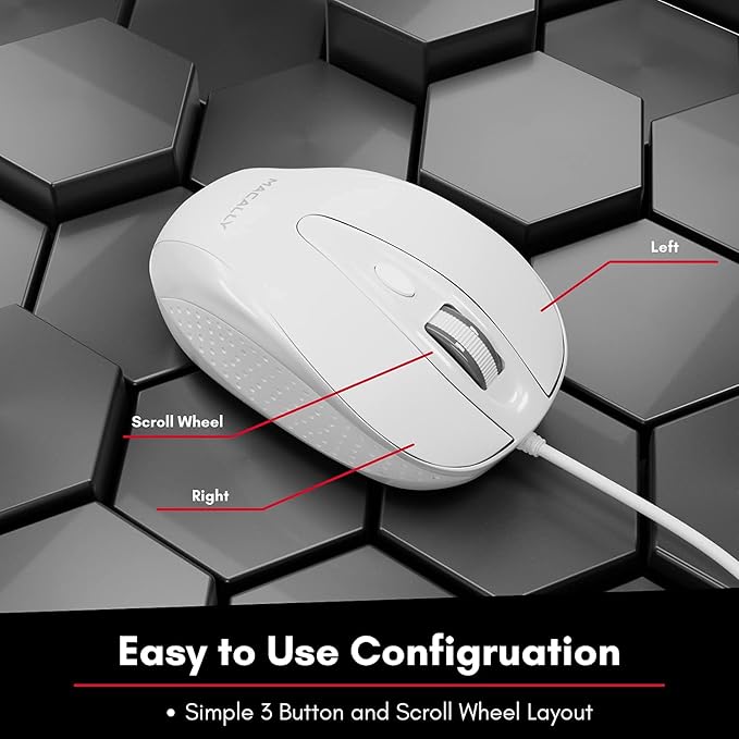 Macally Extended Wired Keyboard and Mouse Combo, Ergonomic Comfort