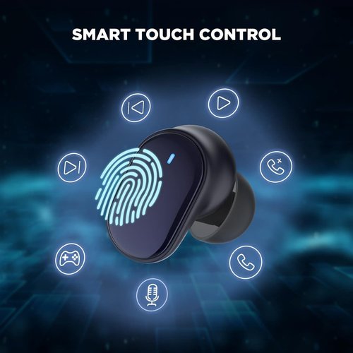 HTC True Wireless Earbuds - Bluetooth 5.3 Noise Cancelling In-Ear Headphones with 10mm Driver | Ultra Low Latency, 22H Playtime, Built-in Mic - Black