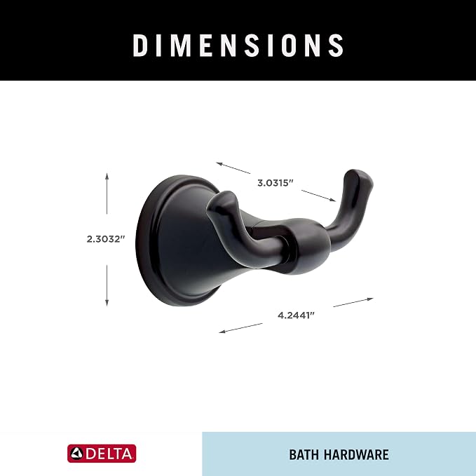 Delta Faucet Becker (1-Pack) Towel/Robe Hook for Bathroom, Matte Black, Wall Mounted BCK35-MB