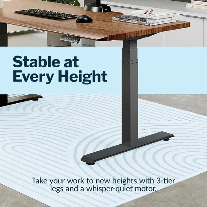 Vari ComfortEdge 48x30 Inch Electric Standing Desk – Height Adjustable Sit Stand VariDesk with Memory Presets, Sloped Edge, 220 LB Capacity + Tool-Free Assembly (Walnut Top/Slate Legs)