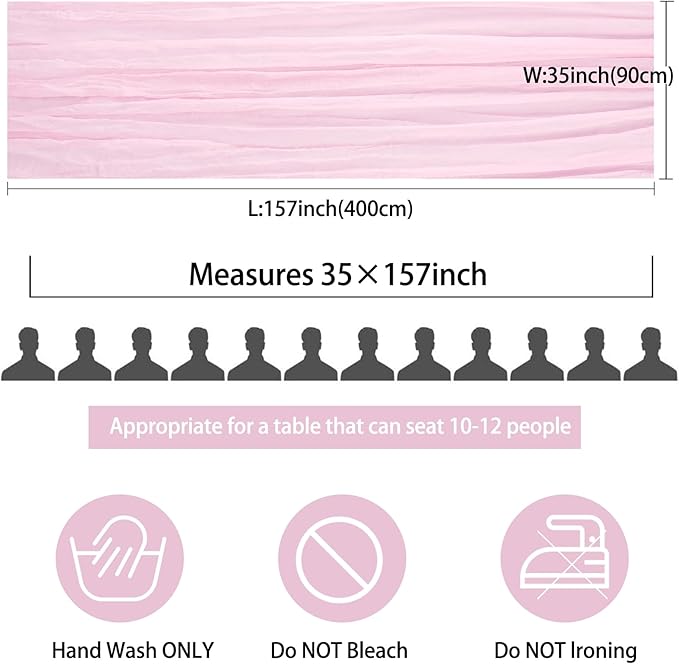 12 Pack 13Ft Cheesecloth Table Runner 35x157 Inch Boho Gauze Table Runner Cheese Cloth Long Rustic Table Runners for Wedding Bridal Shower Birthday Party Table Decor (Pink Purple)