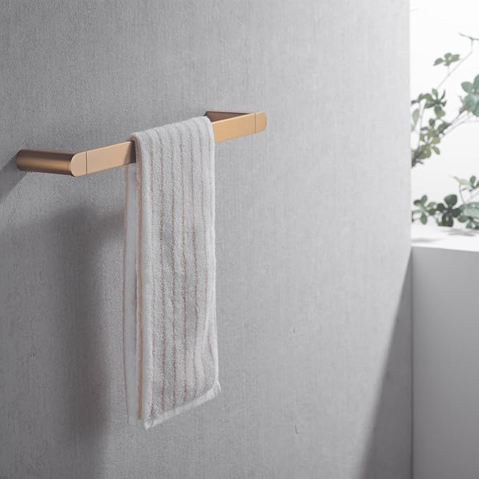 RANDOM Champagne Bronze Bathroom Hardware Set Bathroom Towel Holder Set 4 Piece Include 18” Towel Bar Toilet Paper Holder and 2 Towel Hooks Wall Mount Stainless Steel Brushed Gold Towel Bar Set