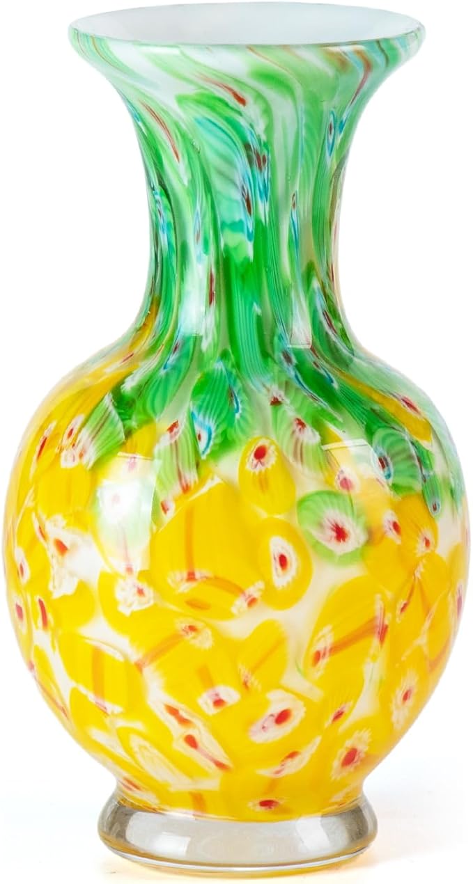 KAMMAK Colored Glass Vase, Beautiful Hand Blown Decorative Vase, Modern Art Vase for Flower Mantle Dining Table Centerpiece, Entryway Living Room Wedding Decoration, HR003