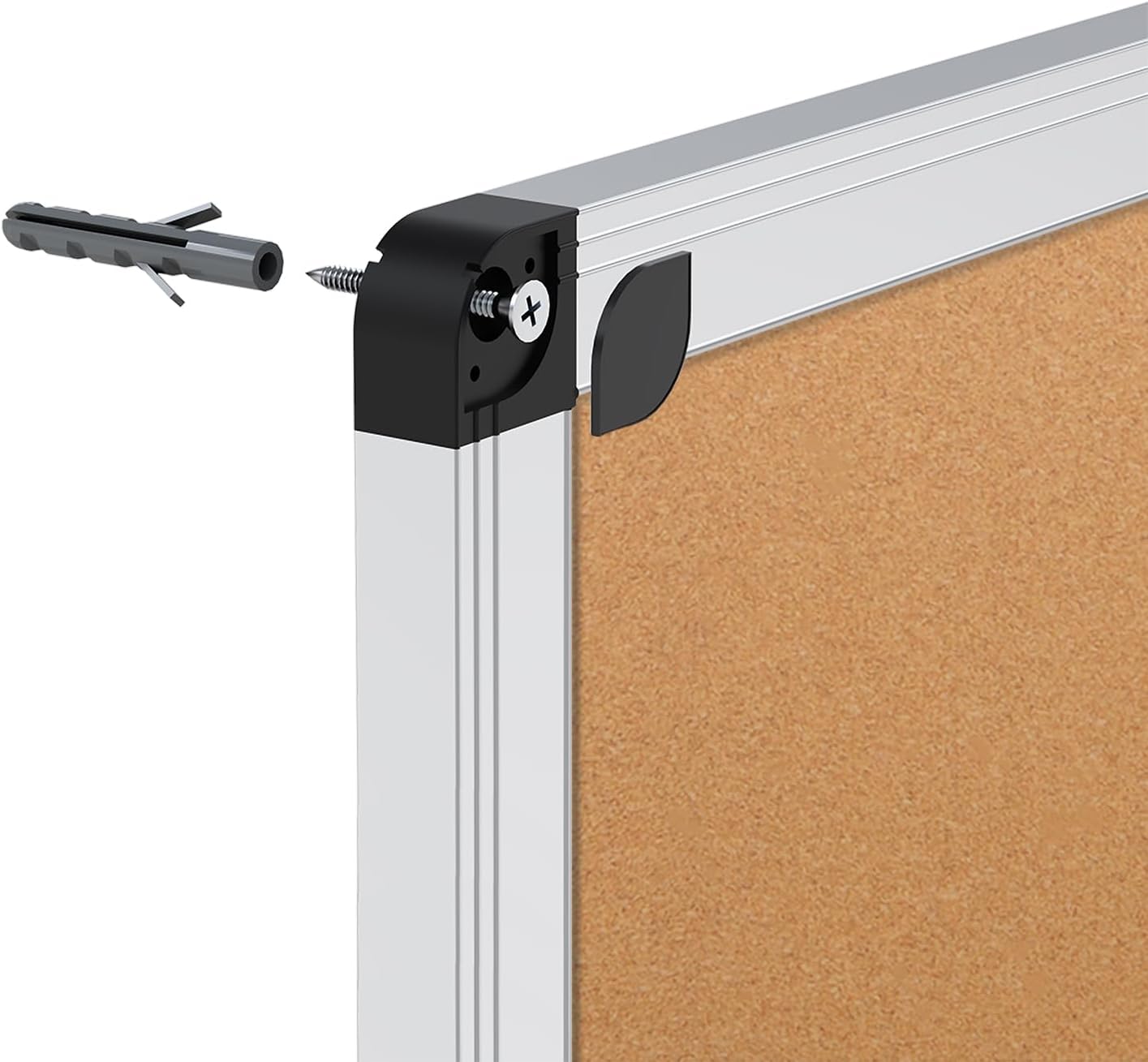 VIZ-PRO Cork Bulletin Board - Large 72" x 48" Foldable Wall-Mounted Pin Board with Silver Frame