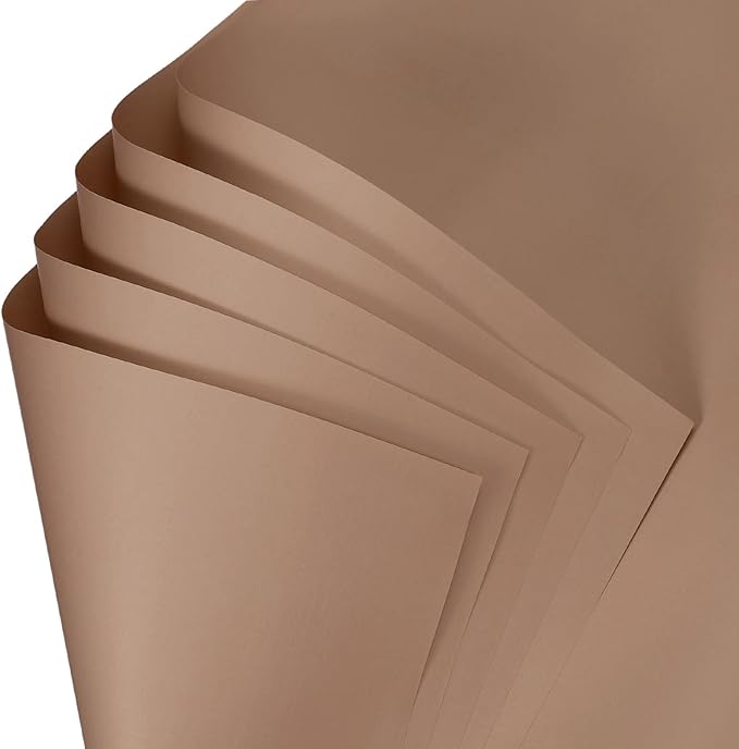 uxcell 60 Sheets Flower Wrapping Paper, 21.5" x 21.5" Waterproof Floral Bouquet Wrapping Papers Florist Supplies for Wedding Party Gift Packaging DIY Crafts, Light Brown