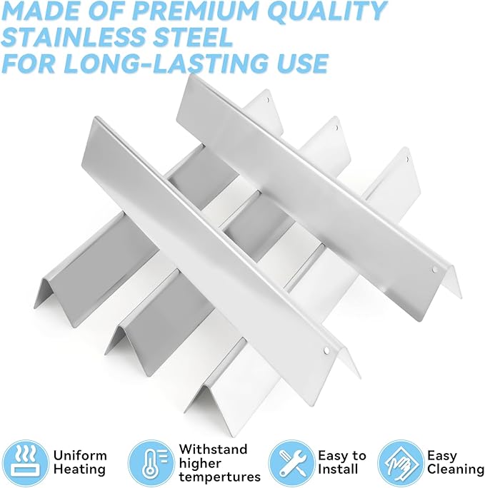 17.5" Flavorizer Bars for Weber Genesis 300 Series Grills with Front Control Knob, Replacement for Genesis Grill Parts E310 S310 E320 S320 E330 S330 Stainless Steel Heat Plates for 7620, 5 Pack