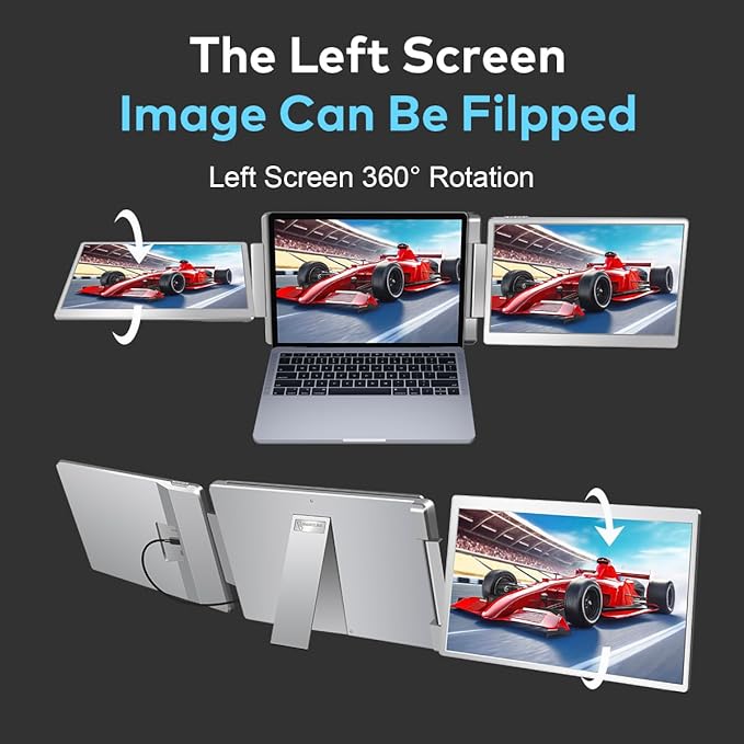 15.6" Laptop Screen Extender for Triple Display - FHD 1080P Portable Monitor For Laptop - Compatible with MacOS/Windows/Android - USB C Detachable Plug & Play Extended Screen for 12-17" Laptops