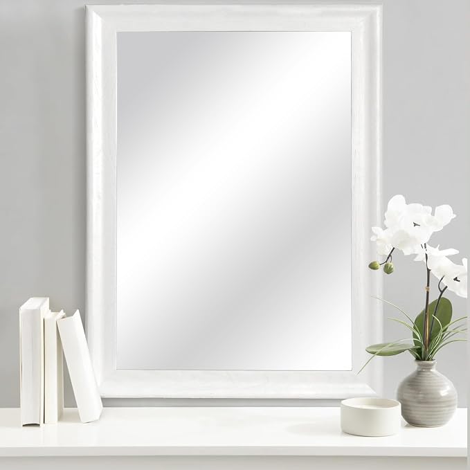 CULER White Wall Mirror for Bathroom,Rectangle Rustic Large 30 x 40 inch Hanging Vanity Mirrors for Living Room,Bedroom,Entryway (30x40 inch, White)