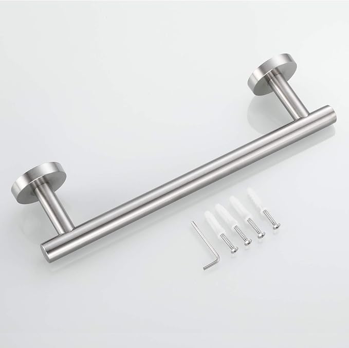 USHOWER Brushed Nickel Hand Towel Bar, 9-Inch Towel Racks for Bathroom Wall-Mounted, SUS304 Stainless Steel Towel Rod (Total Length 11-Inch)