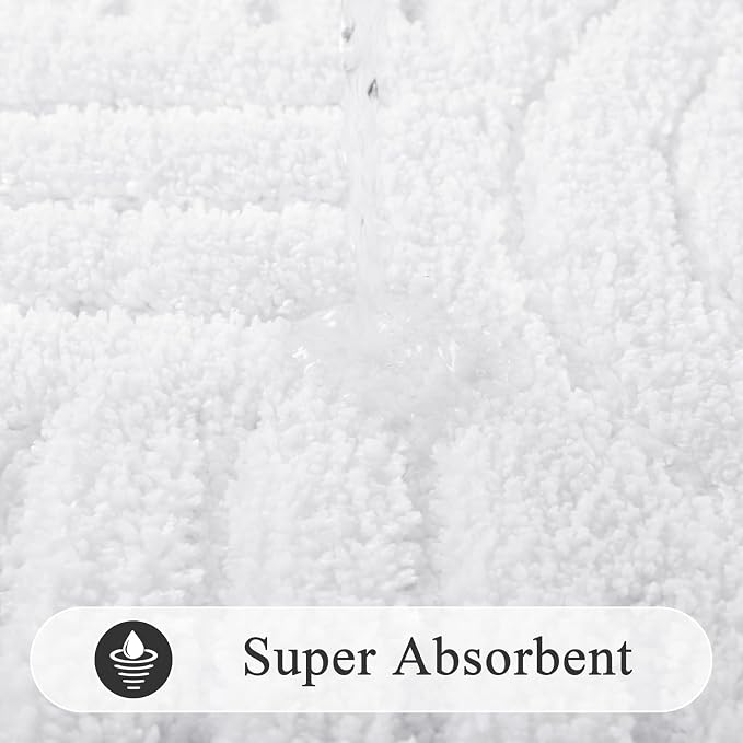 SHACOS Super Soft Bathroom Runner Rugs 24"x60" Non Slip Boho Bath Rugs Microfiber Absorbent Bath Mats for Bathtub Machine Washable Shaggy Carpet for Shower Floor Home Decor, White 2' x 5'