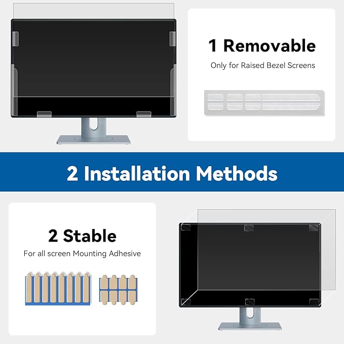 IPROKKO [2-Pack] 23.8 Inch Computer Privacy Screen Filter for 16:9 Widescreen Monitor, Removable 23.8in Anti Blue Light Glare Privacy Shield, Anti Spy Security Protector for Hp Dell Asus Acer Samsung