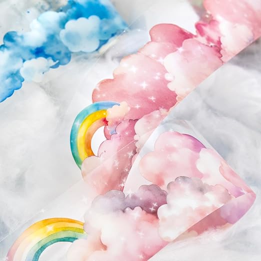 AuriicLeaf Dreamy Cloudscape PET Tape Set, 6 Rolls of Sky-Themed Stickers for Scrapbooking, Junk Journaling, DIY Crafts, and Art Supplies
