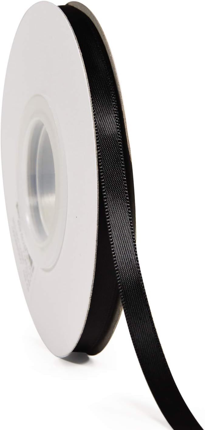 YAMA Black Double Faced Satin Ribbon 1/4 Inch 25 Yards Thin Black Ribbon for Gift Wrapping Crafts Bows Wedding Party Decoration