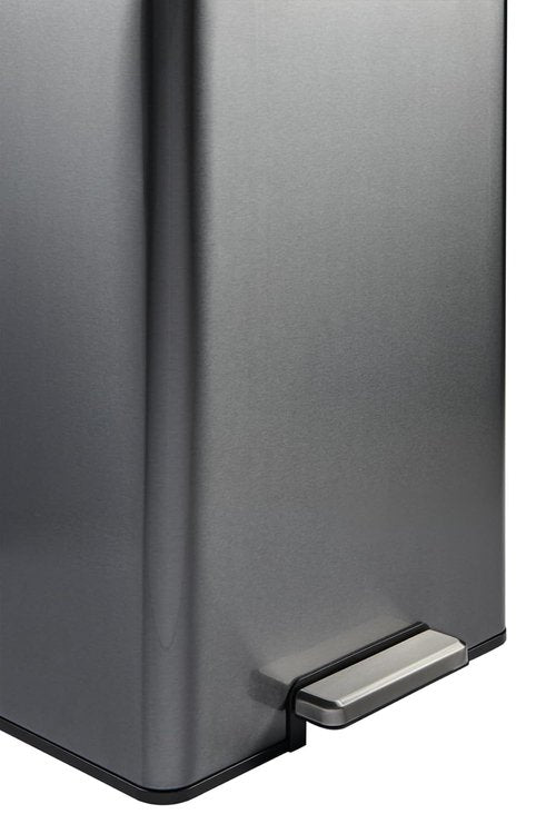Rubbermaid Elite Stainless Steel Step-On Trash Can - 12 Gallon Charcoal Wastebasket for Home & Office