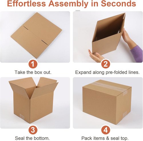 Brown Corrugated Cardboard Boxes - 4 PCS Small Shipping Boxes 4x4x4 Inches for Packing & Moving
