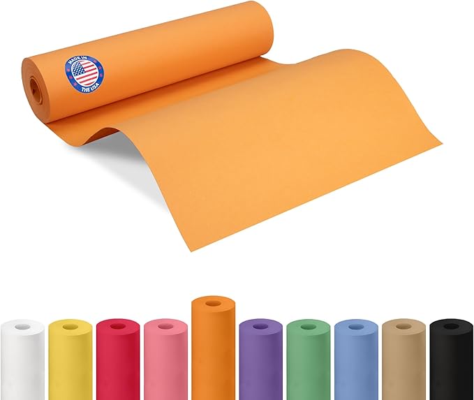 12" x 1200" (100 ft) Orange Kraft Paper Roll - USA-Made Quality Orange Craft Paper for Gift Wrapping, Kids' Arts & Crafts, School Projects - Natural Material 50lb Thickness by IDL Packaging