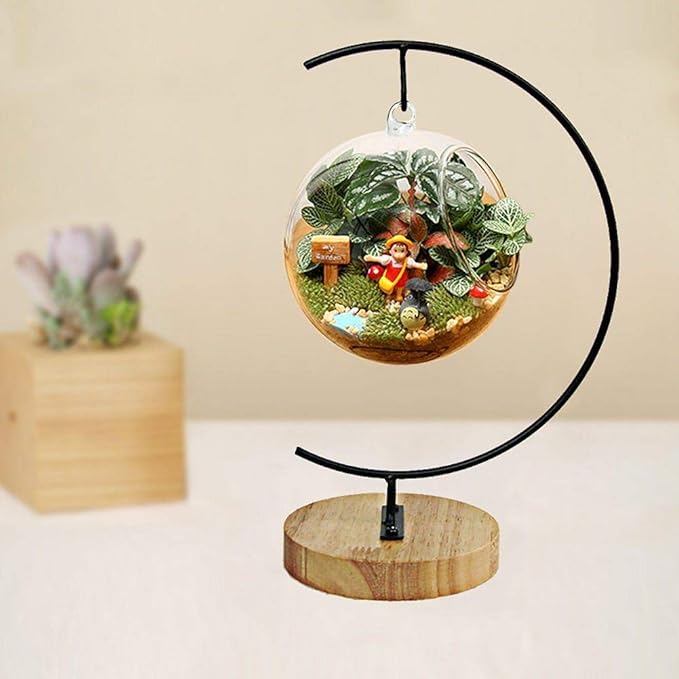 YY YEARCHY Awesomes Terrarium Ornament Display Stand Metal Stand Air Plant Stand Flower Pot Stand Holder Iron Pothook Stand for Hanging Glass Terrarium Globe Ball (5, Black)